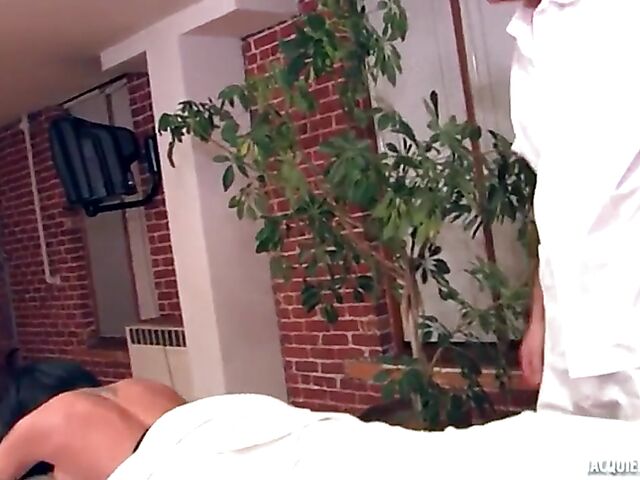 Marvelous massage sex with raven-haired Karine