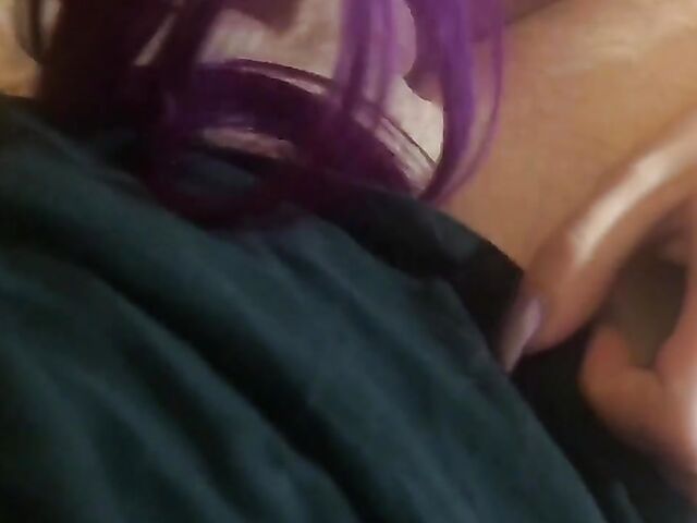 Extreme deepthroat with purple-haired Tyler