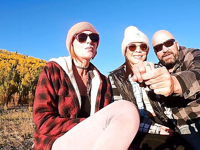 POV outdoor threesome in Alaska mountains with AKGingersnaps and Lana Mars