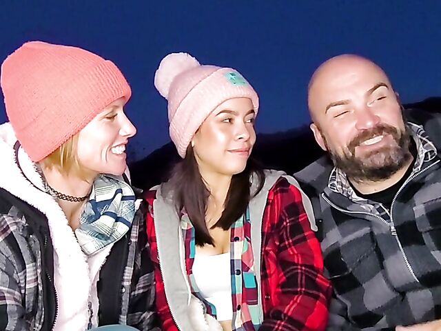 POV outdoor threesome in Alaska mountains with AKGingersnaps and Lana Mars