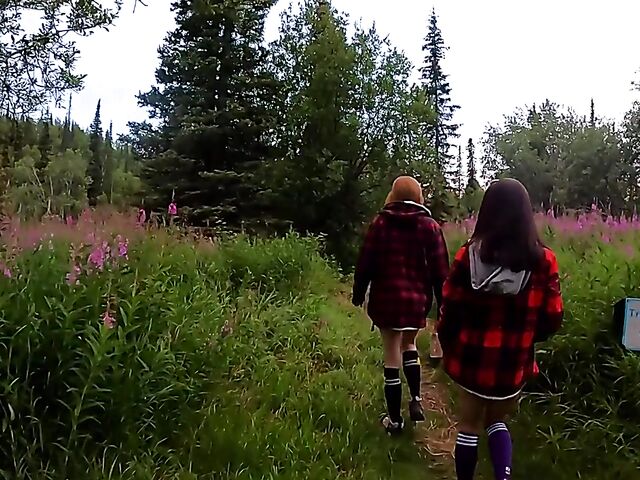 POV outdoor threesome in Alaska mountains with AKGingersnaps and Lana Mars