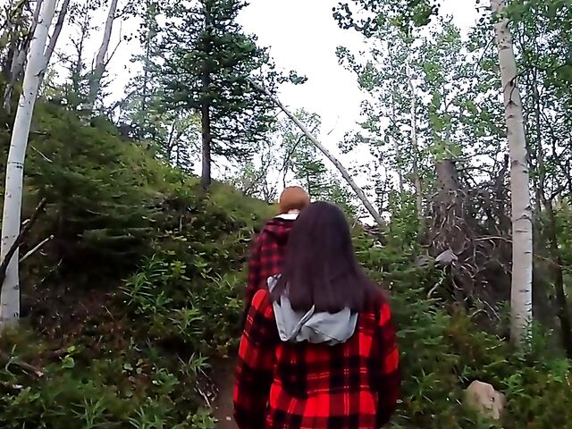 POV outdoor threesome in Alaska mountains with AKGingersnaps and Lana Mars