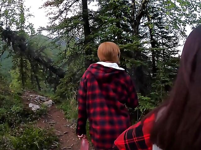 POV outdoor threesome in Alaska mountains with AKGingersnaps and Lana Mars