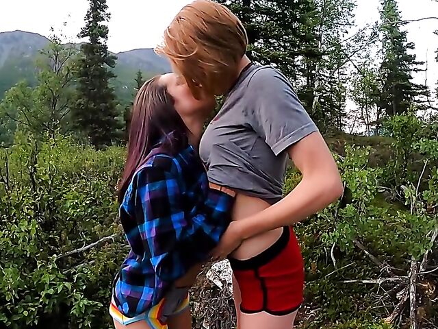 POV outdoor threesome in Alaska mountains with AKGingersnaps and Lana Mars