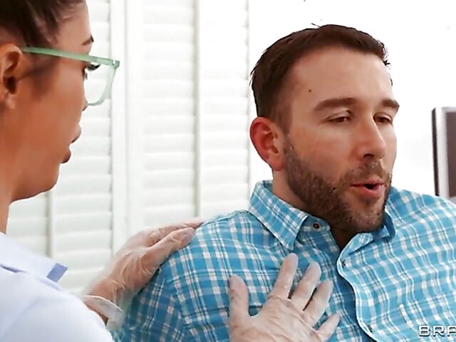 Cheating husband fucks petite midwives Vanessa Sky and Lulu Chu behind his wife's back