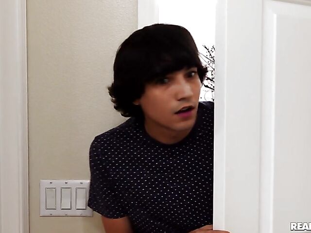 Wet teen brunette Kylie Rocket fucks her peeping stepbrother after shower