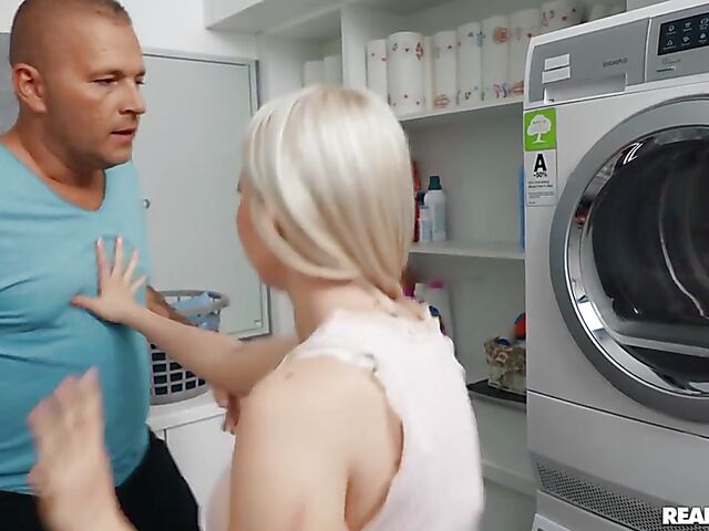Big natural tits blonde Roxy Risingstar does laundry