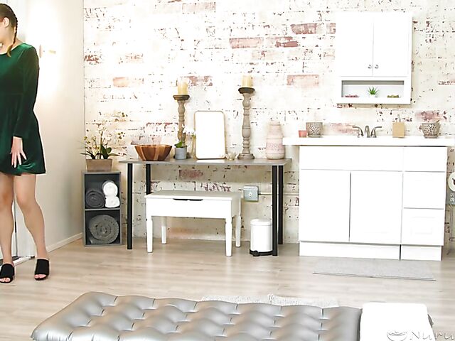 Nuru massage threesome with Aila Donovan and Rebecca Vanguard sharing an old guy