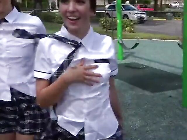 Nice three girls one guy 4some with schoolgirls Brie Klein, Bailey Base and Avery Moon