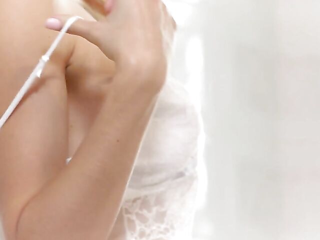 Big natural tits solo in the bathroom with Stella Cardo