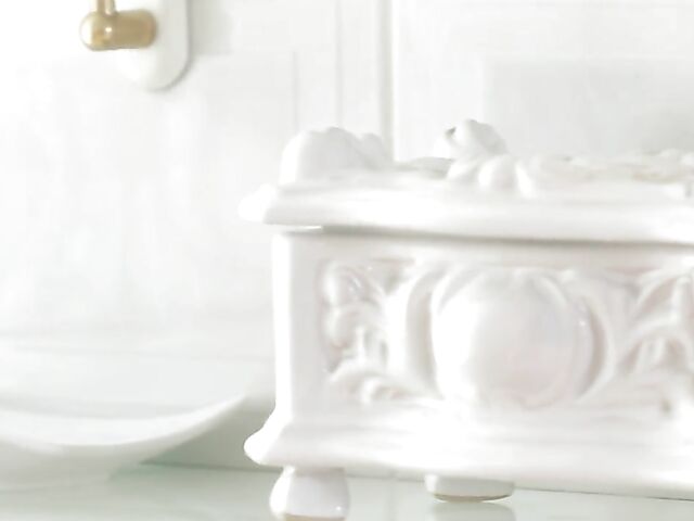 Big natural tits solo in the bathroom with Stella Cardo