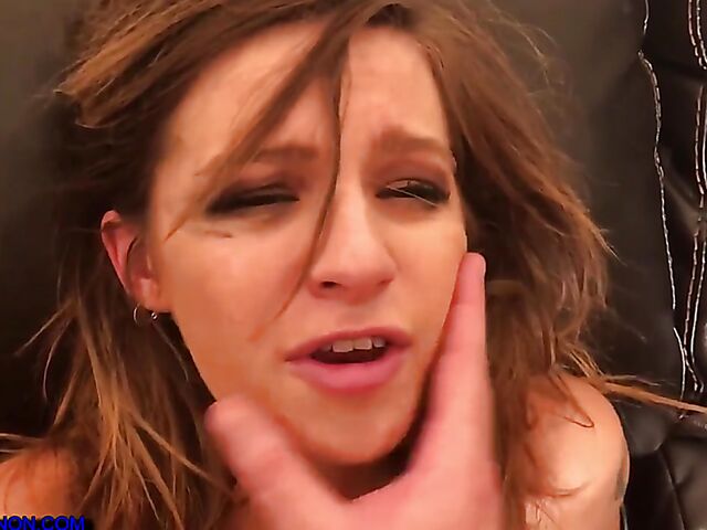 Brutal throat fuck with skinny sweet girl Avery Moon