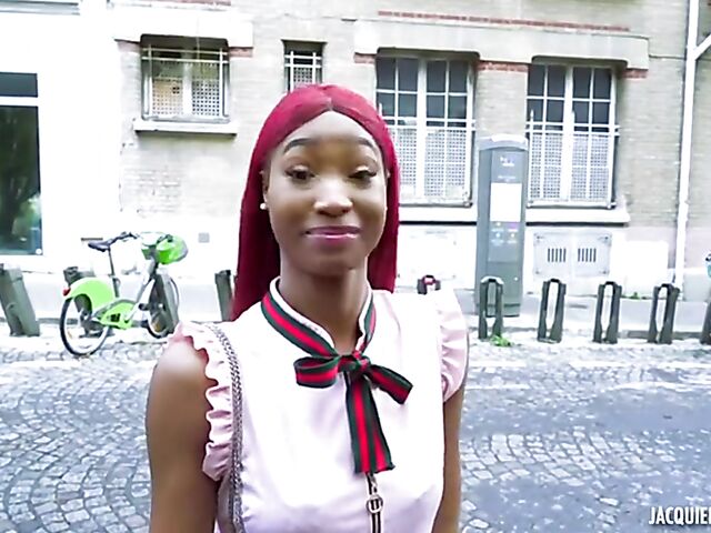 Red-haired French ebony threesome with two white dicks featuring Kimmy