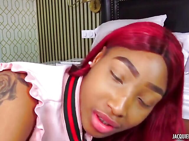 Red-haired French ebony threesome with two white dicks featuring Kimmy