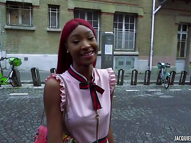 Red-haired French ebony threesome with two white dicks featuring Kimmy