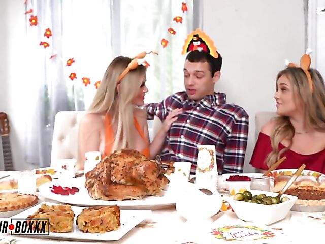 Family Thanksgiving cuckold threesome fantasy with Casca Akashova and Kali Roses