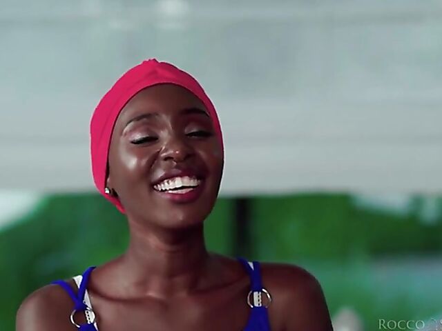 Black on black and interracial DP with bald head African whore Zaawaadi sharing black cocks with Cherry Kiss and Malena