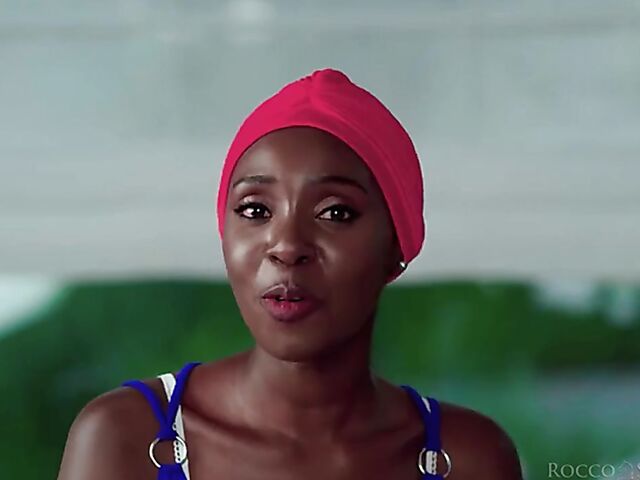 Black on black and interracial DP with bald head African whore Zaawaadi sharing black cocks with Cherry Kiss and Malena