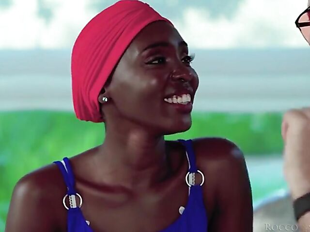 Black on black and interracial DP with bald head African whore Zaawaadi sharing black cocks with Cherry Kiss and Malena