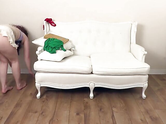 Interview and hairy dildo fuck alone with curly Alannah