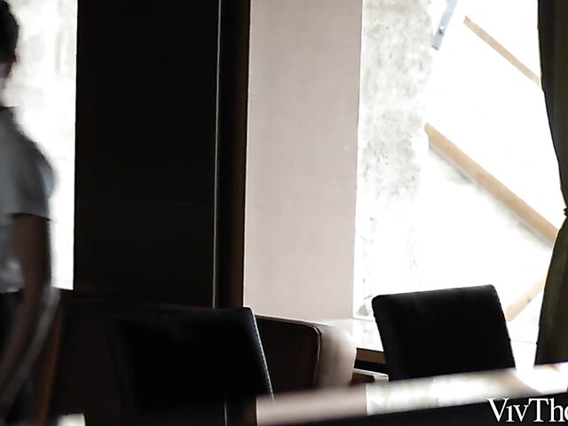 Jessika Night & Alya Stark - Elegant waitresses in black mini skirts have sensual lesbian sex