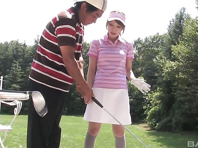Nude golf and uncensored sex with Japanese pornstar Karin Mizuno