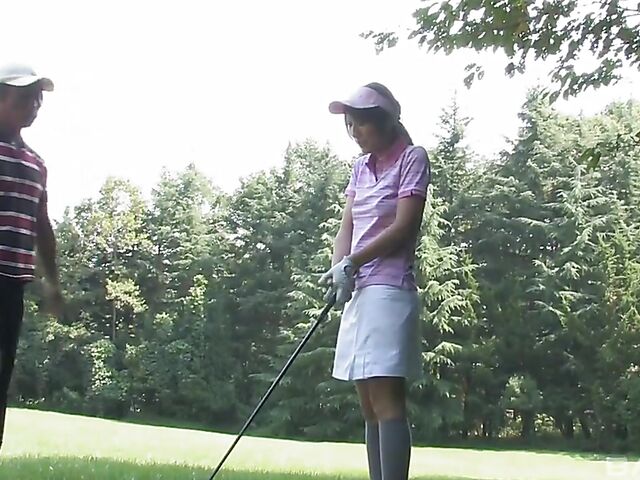 Nude golf and uncensored sex with Japanese pornstar Karin Mizuno