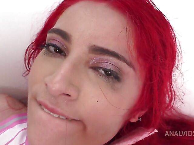 Interracial anal gape with red-haired Valentina Milan