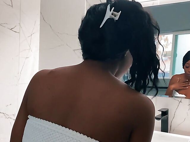 Mocha Menage - Ebony shower and water masturbation