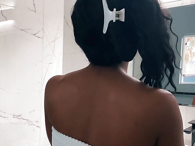 Mocha Menage - Ebony shower and water masturbation