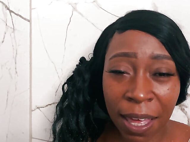 Mocha Menage - Ebony shower and water masturbation