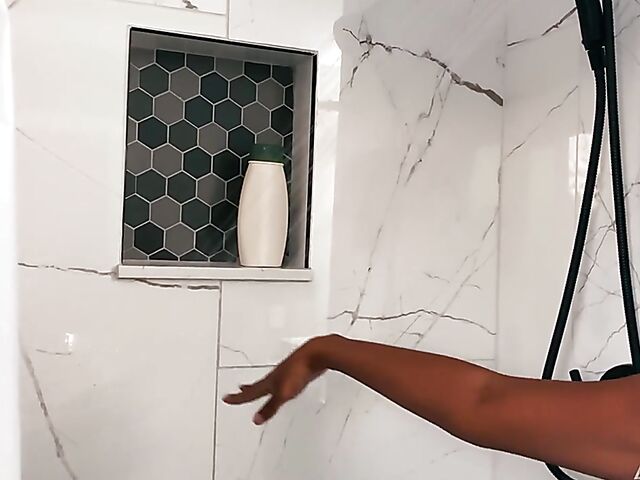 Mocha Menage - Ebony shower and water masturbation