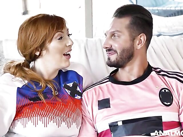 Lauren Phillips - Big tit redhead MILF anal with a soccer fan