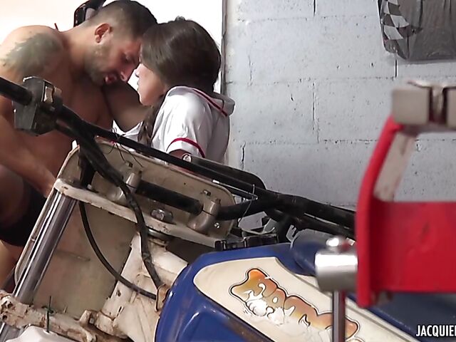 Hardcore french porn with sexy nurse Tiffany Doll helping the motorcycle mechanic