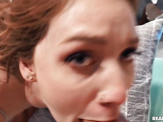 Blindfolded surprise for all-natural redhead Aria Kai