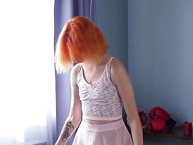 Lissa Fox - Redhead teen workout and masturbation at home