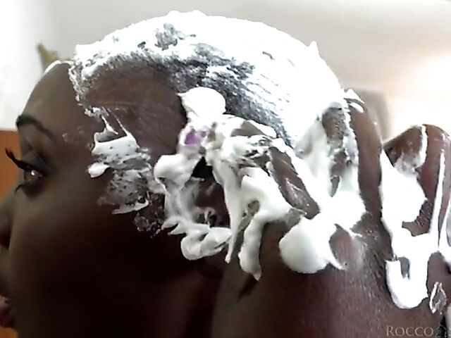 Rocco interracial with shaved head African black babe Zaawaadi