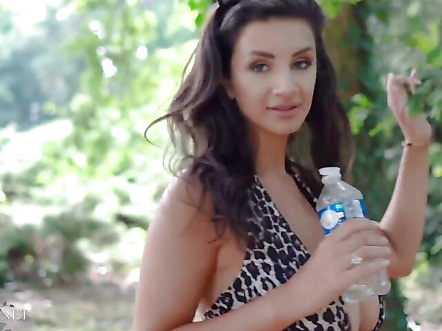 Curvy Cara Boyle's bikini big tits outdoor