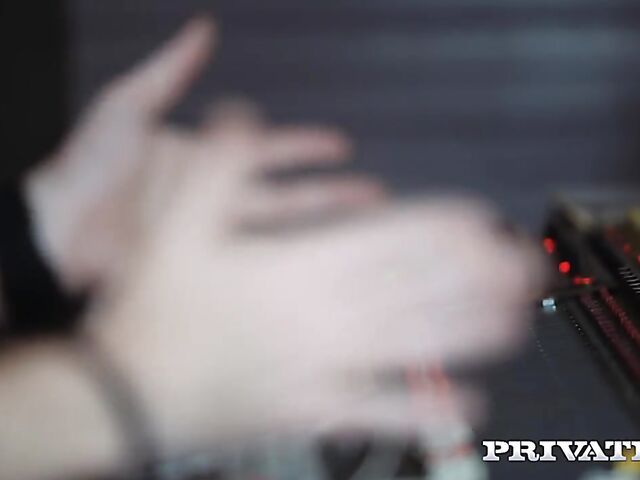 Interracial sex on the couch in the studio with Roxee Couture