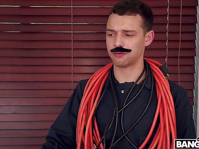 Big ass redhead Arietta Adams gets pounded by a cable guy