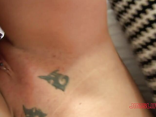Sasha's pierced clit and big boobs POV while fucking Jim
