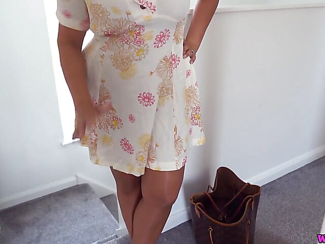 Busty MILF lingerie and nylons solo with her toy featuring Beth, 33