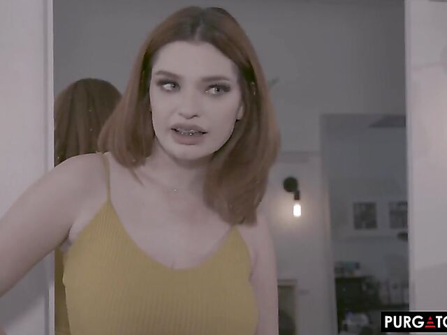 Big tits threesome with shaved redhead Annabel Redd and trimmed brunette Violet Myers