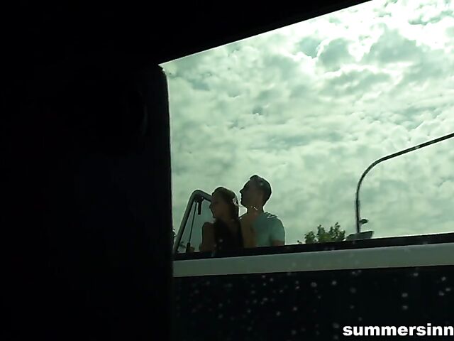 Mea Melone and Jarushka Ross have hot sex in a limo in front of a couple