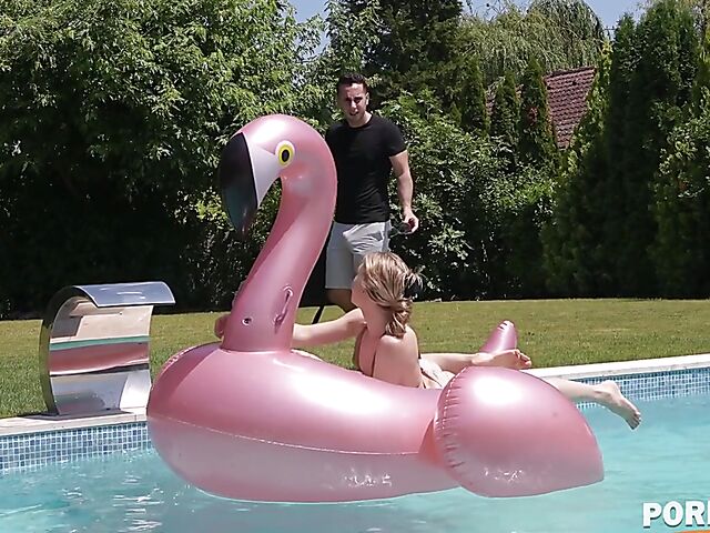 Pool sex with small titted bikini girl Alecia Fox