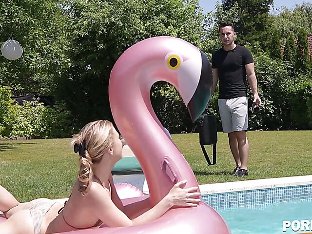 Pool sex with small titted bikini girl Alecia Fox