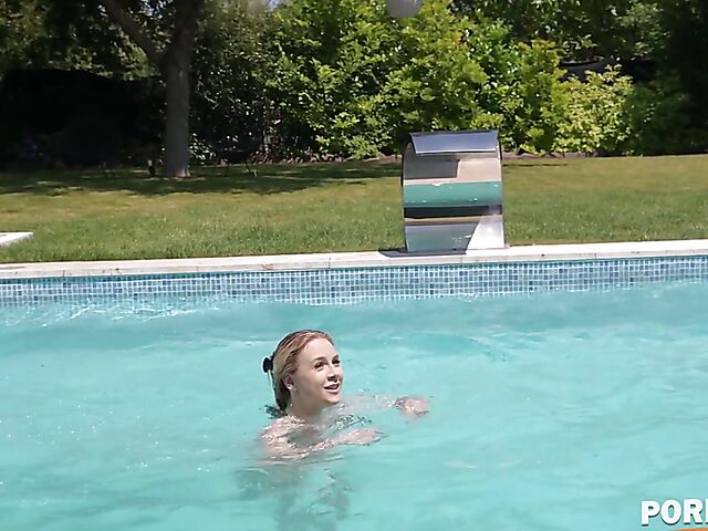 Pool sex with small titted bikini girl Alecia Fox