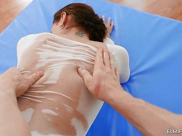 Long pussy lips stretching and oily yoga anal with Nicole Love