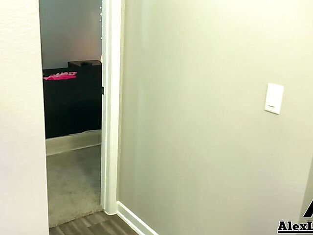 Clothed sex in blue crotchless leggings and doggystyle creampie POV with Alix Lynx