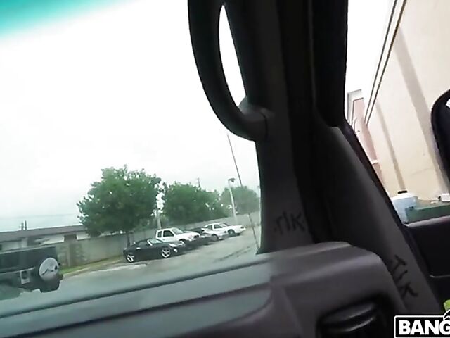 Sex in the van for money with busty brunette Kitten Latenight